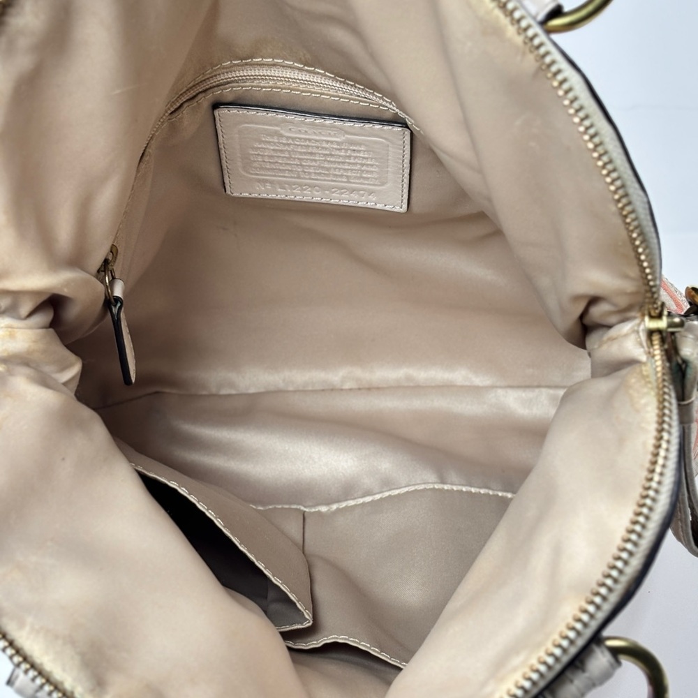 Coach Hallie Pink and Cream Polka dots and Signature C logo leather 2 way Bag. - Picture 11 of 12